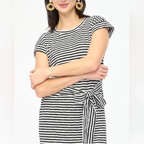 J.Crew Striped Tie-Waist T-Shirt Dress | Size M (8) - Picture 2 of 5
